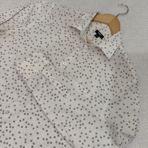 Express Slim Fit Geometric Flower Print White Long Sleeve Button Shirt Men’s  M